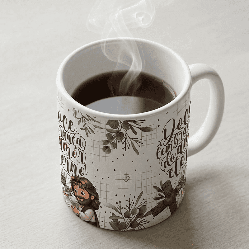 Mockup Caneca Cerâmica Páscoa Cristã | Arte Sublimação PNG + PDF