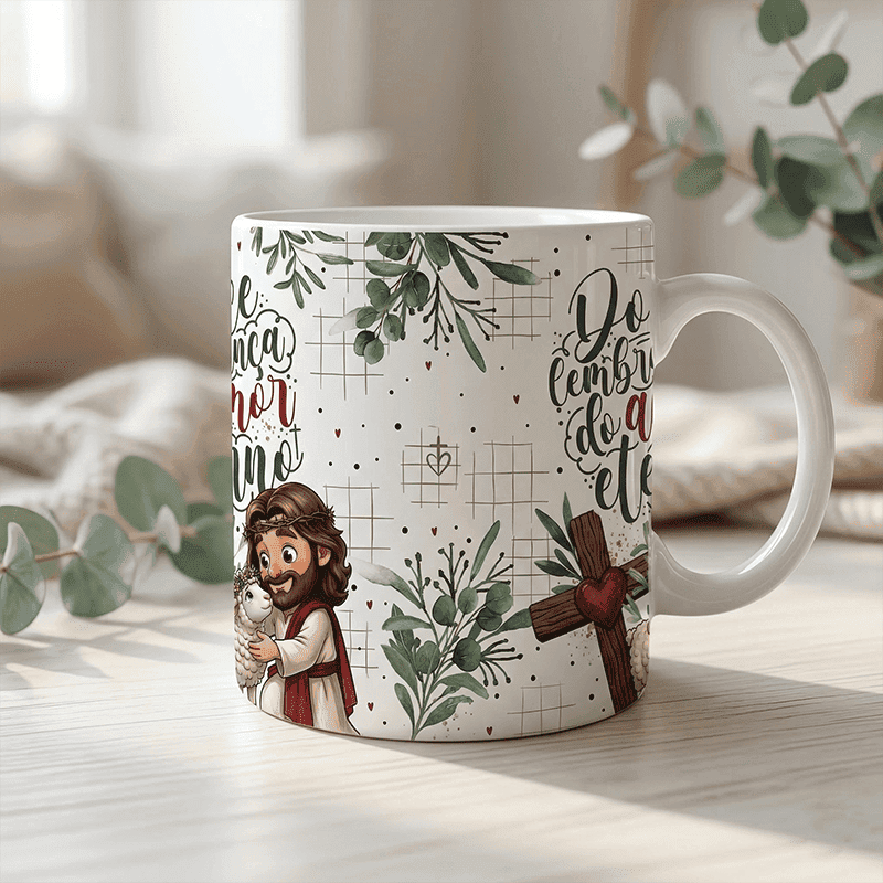 Mockup Caneca Cerâmica Páscoa Cristã | Arte Sublimação PNG + PDF - imagem 5