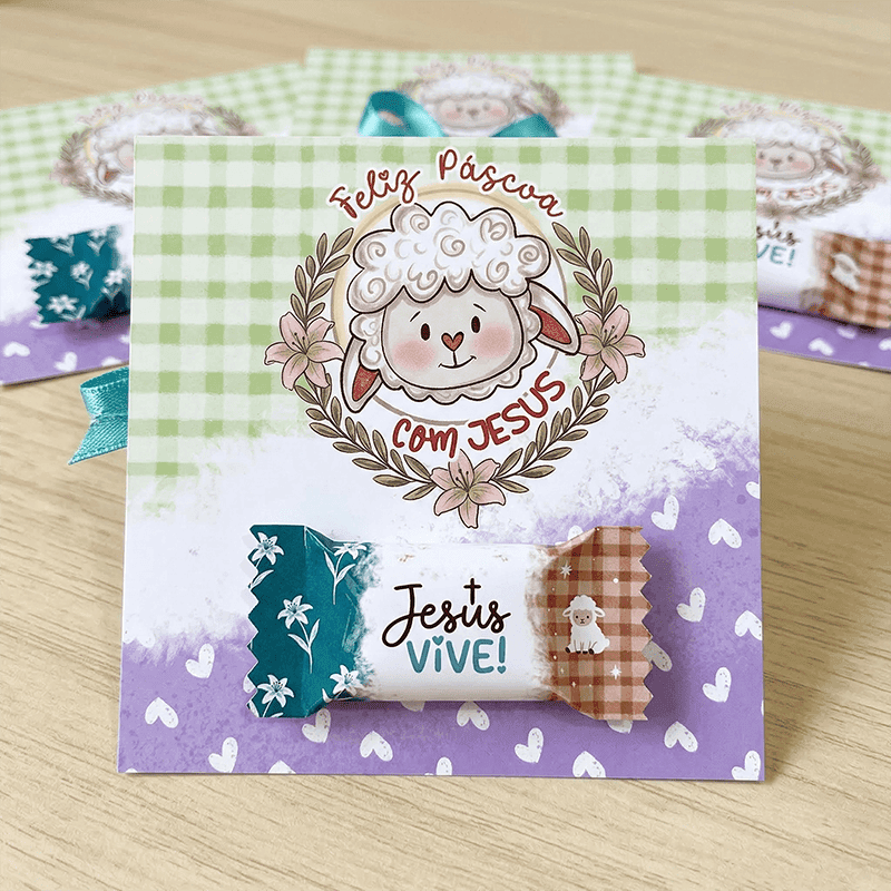 Kit Páscoa Cristã Balinha | 24 Embalagens + 12 Cartões | PNG e PDF para Imprimir - imagem 5