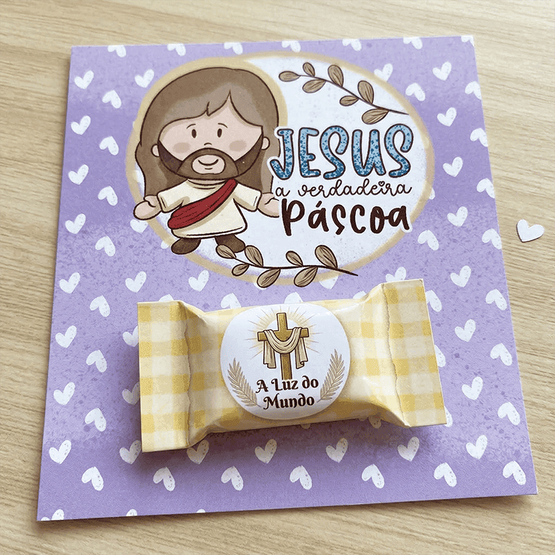 Kit Páscoa Cristã Balinha | 24 Embalagens + 12 Cartões | PNG e PDF para Imprimir - imagem 10
